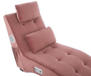Chaise longue Altoparlante Bluetooth integrato in velluto rosa Caricatore USB Design moderno Divano curvo per 1 persona Soggiorno Beliani