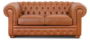 Divano Letto Chesterfield in Pelle Primo Fiore Premium con Rete e Materasso Pieghevole