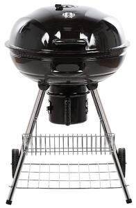 Bollitore per barbecue a carbonella in acciaio Nero con coperchio con ruote per griglia da cucina con termometro Beliani