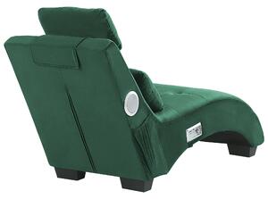 Chaise longue Velluto verde smeraldo Altoparlante Bluetooth integrato Caricabatterie USB Design moderno Divano curvo per 1 persona Soggiorno Beliani