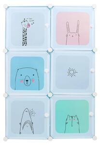 Armadio per bambini - Armadio a cubi in plastica con 6 scomparti - Soluzione per riporre i vestiti nella cameretta - Blu