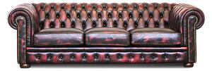 Divano Chesterfield pelle fiore bordeaux stile old America rifinita a mano