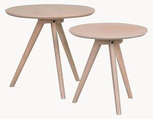 Set di 2 tavolini rotondi in legno Yumi