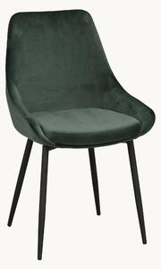 HOMCOM Set 2 Sedie Sala da Pranzo in Velluto, Sedie da Cucina e Soggiorno con Gambe in Metallo e Schienale a Conchiglia, Verde