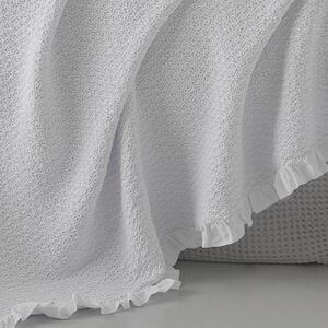 Telo Arredo Copridivano In Plaid Grandecor In Cotone Arles 130x180 Mirabello Tinta Unita Bianco Caleffi