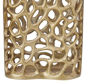 Vaso da tavolo decorativo in metallo dorato forma stretta design traforato accessorio per la casa Beliani