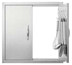 Porta di accesso al barbecue - 610 x 610 mm - Doppia porta per cucina esterna - Porta in acciaio inox - Porta verticale con maniglie e ganci - Isola barbecue, stazione barbecue, mobile esterno