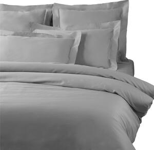 Copripiumino Con Federe In Raso Di Cotone Precious Sateen Matrimoniale - 255X255 + 2 Federe50X80 Mirabello Brera Tinta Unita Grigio Caleffi