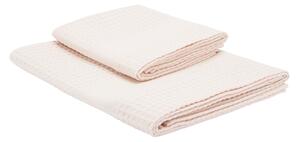 Asciugamano Con Ospite In Nido D'ape Ape 40X60+60X100 Bellora Continuat. Tinta Unita Rosa Caleffi