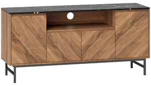 HOMCOM Mobile TV in legno con vano aperto e passacavi, effetto marmo, 140x39x66cm, Marrone | Aosom Italy