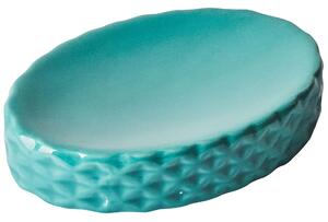 Set di 4 Accessori Bagno in Ceramica blu dispenser sapone porta sapone Portaspazzolino recipiente Beliani