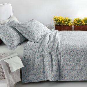 Copripiumino Con Federe MATRIMONIALE - 255X255 2 FEDERE50X80 Bouquet AZZURRO Percalle Caleffi