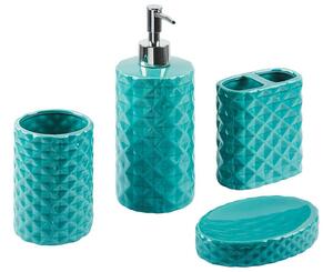 Set di 4 Accessori Bagno in Ceramica blu dispenser sapone porta sapone Portaspazzolino recipiente Beliani