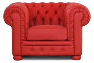Poltrona Chesterfield pelle fiore rosso Ferrari