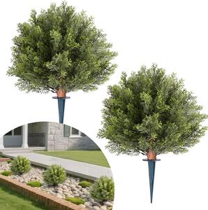 Cipresso artificiale potato - Set da 2 con picchetto - Altezza 40,6 cm - Per esterni e interni - Pianta artificiale per giardino, balcone, terrazza