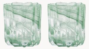 Set di 2 portalumini in vetro Curl