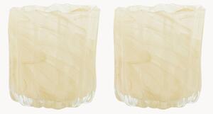 Set di 2 portalumini in vetro Curl