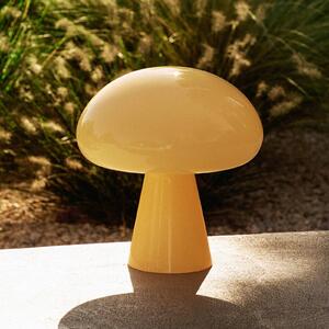 GUBI Gubi Lampada da tavolo LED ricaricabile Obello, giallo tenue, IP44, vetro dimmerabile, Giallo / Arancione, Soggiorno / Sala da pranzo, Vetro, Design