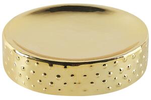 Set di 4 Accessori Bagno in Ceramica dorata dispenser sapone porta sapone portaspazzolini bicchiere Beliani