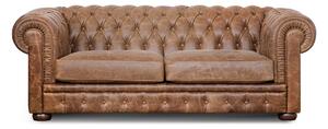 Divano Chesterfield pelle fiore effetto tabacco old England