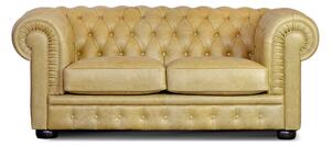 Divano Chesterfield 2 posti pelle fiore senape old England