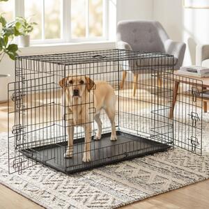 Gabbia da trasporto pieghevole Belviona con vaschetta sul fondo, gabbia sicura per cani e gatti 106x71x77 cm