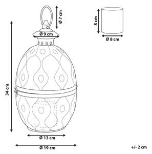 Lanterna in Metallo Dorato 34 cm con Portacandele in Vetro Orientale Uovo Traforato Beliani
