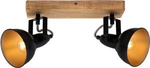 Lampada da soffitto Faretto orientabile E14 25 W nero metallo-legno Briloner
