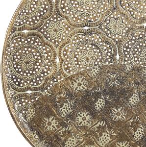 Vassoio decorativo in metallo dorato traforato rotondo 49 cm retrò glamour Beliani