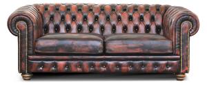 Divano Letto Chesterfield in Pelle Primo Fiore Premium con Rete e Materasso Pieghevole