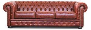 Divano Chesterfield pelle fiore color brandy old England con borchie anticate