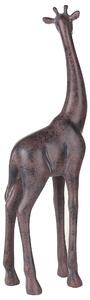 Statuetta decorativa in poliresina marrone scuro 55 cm finitura opaca giraffa decorazione per accessori esotici Beliani