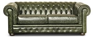 Divano Chesterfield Pelle Fiore verde old England