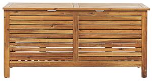 Cassa baule cesta da giardino in legno chiaro di acacia 130 x 64 cm con coperchio per mobili da esterno Beliani