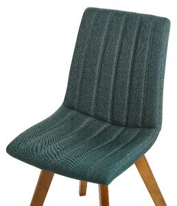 Set di 2 sedie Tessuto poliestere verde Gambe in legno massello scuro Imbottitura verticale Schienale curvo Beliani