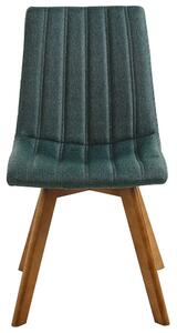 Set di 2 sedie Tessuto poliestere verde Gambe in legno massello scuro Imbottitura verticale Schienale curvo Beliani