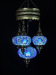 Lampada a sospensione turca in vetro mosaico a 4 sfere, blu – Lampadari orientali per un'illuminazione d'atmosfera
