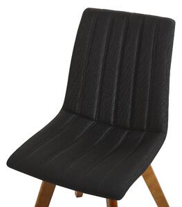 Set di 2 sedie Tessuto in poliestere Nero Gambe in legno massello scuro Imbottitura verticale Schienale curvo Beliani