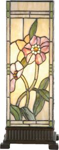 Clayre & Eef Lampada da tavolo Tiffany 18x18x45 cm Beige Fiori di vetro rosa