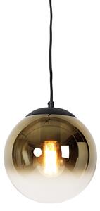 Lampada a sospensione intelligente nera con vetro dorato 20 cm incl. Wifi A60 - Pallon