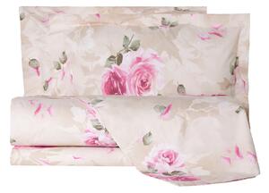 Completo Copripiumino In Percalle Precious-rose Matrimoniale - 255X255 175X205 + 2 Federe 50X80 Emporium Floreale Fuxia Caleffi