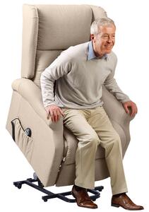 Poltrona Alzapersona Elettrica Reclinazione Motorizzata in Ecopelle Beige