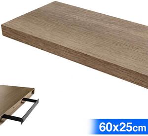 Mensola da Parete Rettangolare 60x25x4 cm Scaffale Libreria in Legno MDF Rovere