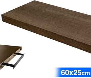 Mensola da Parete Rettangolare 60x25x4 cm Scaffale Libreria in Legno MDF Noce