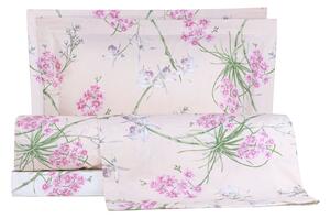 Completo Copripiumino In Percalle Orchidee Matrimoniale - 255X255 175X205 + 2 Federe 50X80 Emporium Floreale Rosa Caleffi