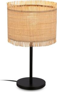 Lampada da tavolo Briloner Borra, paralume in paglia, interruttore a cavo, stile boho, attacco E27, naturale, Ø25 x 43,5 cm
