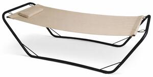 Amaca da Giardino Autoportante 210x80x65 cm con Cuscino Seduta Ergonomica e Resistente Struttura in Metallo Beige