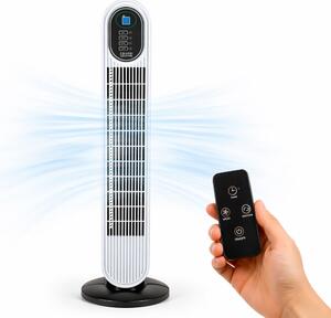 Ventilatore a Torre 60W Telecomando Raffrescatore Verticale Salvaspazio Bianco