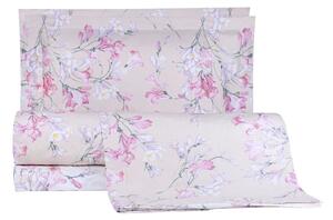 Completo Copripiumino In Percalle Fresie2 Matrimoniale - 255X255 175X205 + 2 Federe 50X80 Emporium Floreale Rosa Caleffi