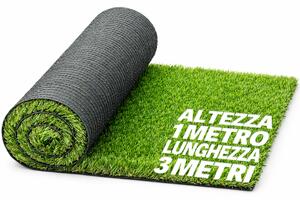 Prato Sintetico Artificiale 1x3 m Rotolo di Manto Erboso per Esterni e Giardino